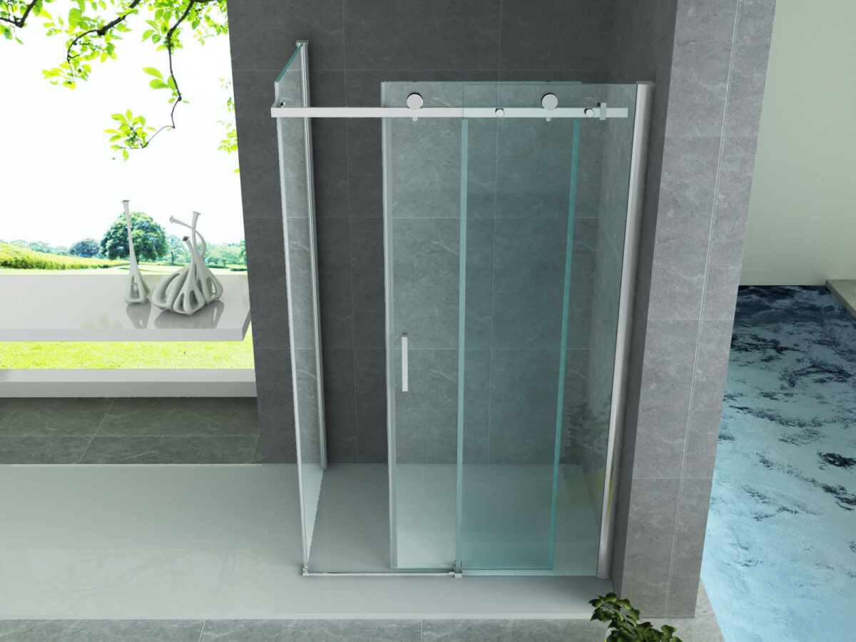 Cabine De Douche Aloni Avec Porte Coulissante Et Panneau Latéral - Avec Traitement Anti-Calcaire - Réversible - Verre De Sécurité 8mm - 90x120x195 Cm - Chrome - Verre Clair – Image 8