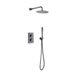 ALONI ENSEMBLE DE DOUCHE THERMOSTATIQUE ENCASTRÉ AVEC POMME DE DOUCHE PLUIE (Ø25CM) - GRIS Gunmetal