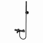 ALONI BATH AND SHOWER MIXER - THERMOSTATIC - WITH 150 CM SHOWER HOSE, SHOWERHEAD, AND WALL HOLDER - MATT BLACK