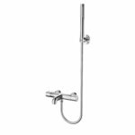 ALONI BATH AND SHOWER MIXER - THERMOSTATIC - WITH 150 CM SHOWER HOSE, SHOWERHEAD, AND WALL HOLDER - Chrome