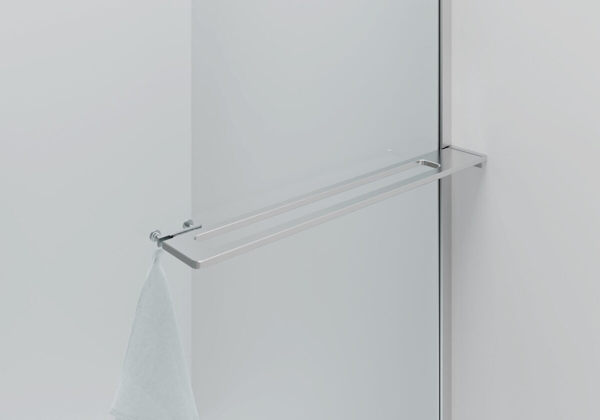 Douche À L'alpin Curvy Avec Porte-Serviette - Courbe - Avec Traitement Anti-Calcaire - Réversible - Verre De Sécurité 8mm - 100x200cm - Chrome - Verre Clair – Image 2