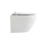 Wc Suspendu Aloni Eco - Double Chasse - Sans Rebord - Avec Siège - Duroplast - Fermeture Douce - Dégagement Rapide - Compact 39 Cm - 36x36x49 Cm - Blanc Brillant – Image 2