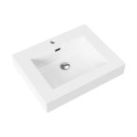 LAVABO ALONI - 1 VASQUE - AVEC TROP-PLEIN - 1 TROU POUR ROBINETERIE - MARBRE ARTIFICIEL - 60X10X46 CM - BLANC MAT