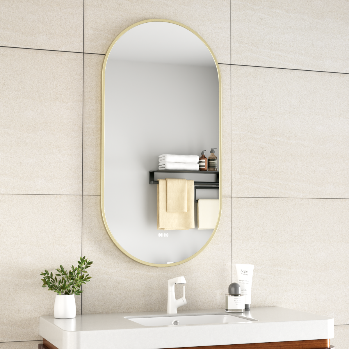 Erfu Mirror Led Anti Fog W50xh100cm Gold - Image 2