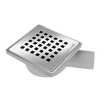 FLOOR SIPHON IN PVC WITH STAINLESS STEEL GRID (15X15CM)