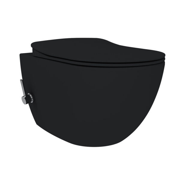 CREAVIT FREE WALL-HUNG TOILET WITH BIDET – RIMLESS – WITH BIDET MIXER FOR HOT AND COLD WATER – WITHOUT SEAT – CHARCOAL BLACK