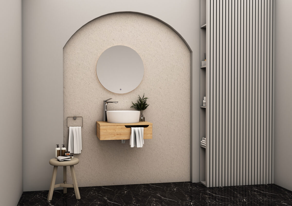 Armoire Bas Felix Avec Encastrement Serviettes (60cm) - Saphir – Image 2