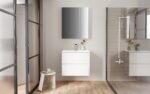 HAYAT MIRROR CABINET – 2 ASYMMETRICAL, SINGLE-SIDED MIRROR DOORS – 4 HEIGHT-ADJUSTABLE SHELVES – 60X70X15 CM – GLOSSY WHITE - Image 3