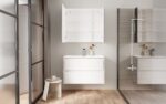 HAYAT MIRROR CABINET – 2 ASYMMETRICAL, SINGLE-SIDED MIRROR DOORS – 4 HEIGHT-ADJUSTABLE SHELVES – 80X70X15 CM – GLOSSY WHITE - Image 4