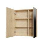 Armoire Miroir Hayat - 3 Portes Miroir Asymétriques Simples Face - 6 Étagères Réglables En Hauteur - 120x70x15cm - Chêne – Image 20