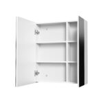 HAYAT MIRROR CABINET – 2 ASYMMETRICAL, SINGLE-SIDED MIRROR DOORS – 4 HEIGHT-ADJUSTABLE SHELVES – 60X70X15 CM – GLOSSY WHITE - Image 2