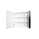 HAYAT MIRROR CABINET – 2 ASYMMETRICAL, SINGLE-SIDED MIRROR DOORS – 4 HEIGHT-ADJUSTABLE SHELVES – 80X70X15 CM – GLOSSY WHITE - Image 2
