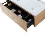 Meuble Lavabo Kamellia - 1 Tiroir - Sans Poignée - Fermeture Douce – 119x40x52 Cm - Noyer Clair – Image 9