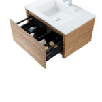 Meuble Lavabo Kamellia - 1 Tiroir - Sans Poignée - Fermeture Douce – 79x40x52 Cm - Noyer Clair – Image 9