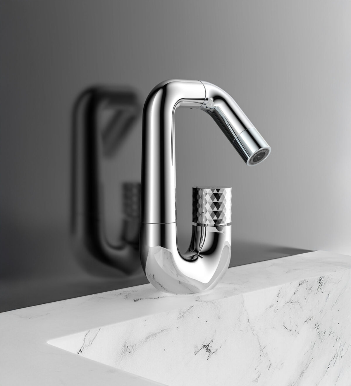 Aloni Flow Mitigeur De Lavabo - Bouton Poussoir - Bec Pivotant - Chrome – Image 2