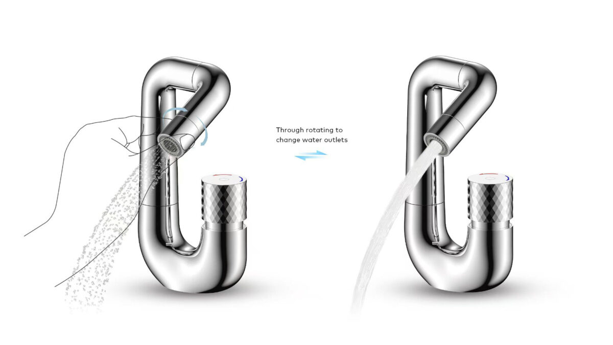 Aloni Flow Mitigeur De Lavabo - Bouton Poussoir - Bec Pivotant - Chrome – Image 3