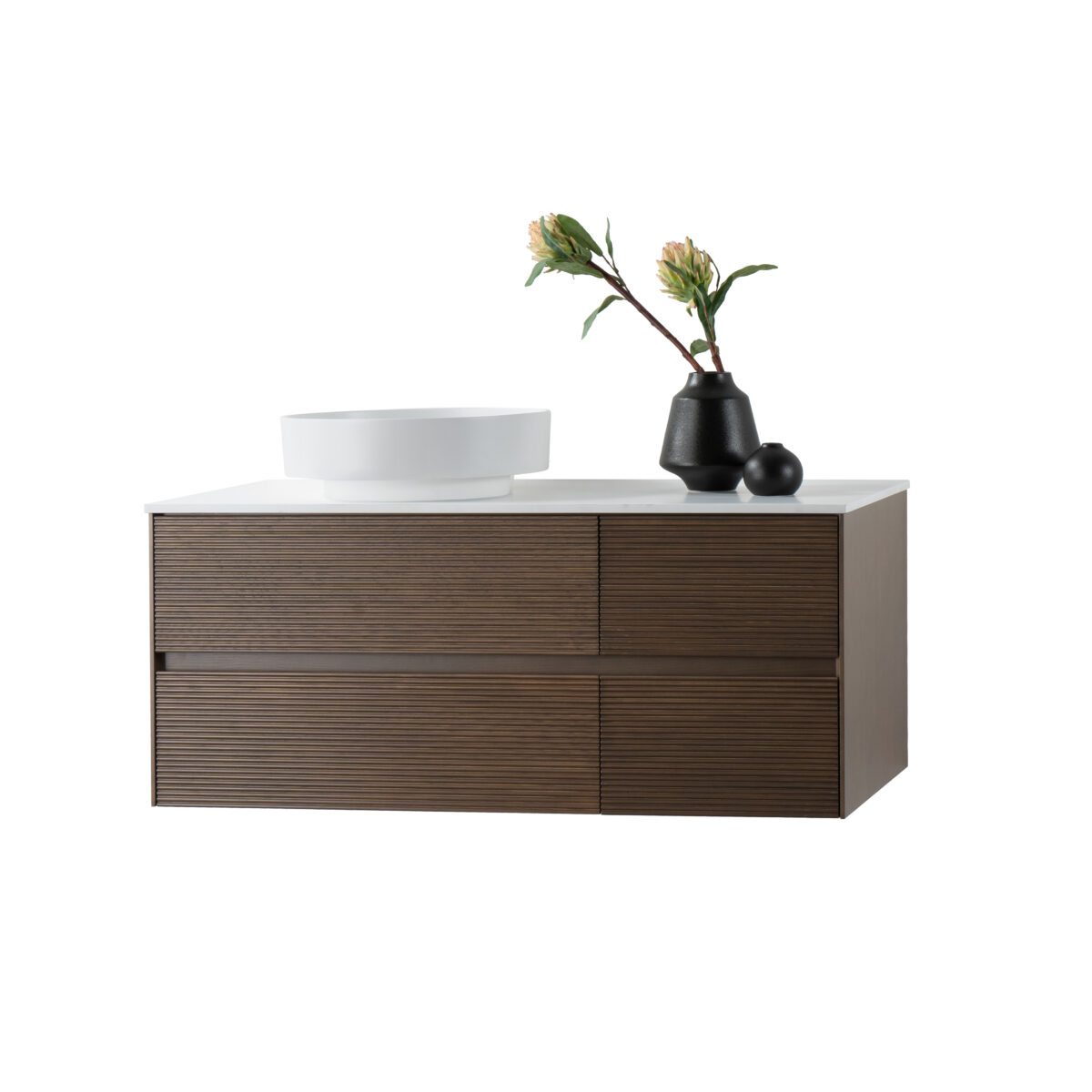 LAYDA WASTAFELKAST - 4 LADEN - Greeploos - SOFT CLOSE – 119X49X52 CM - DONKER NOTEN - Afbeelding 5