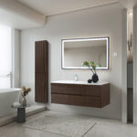 ARMOIRE LAVABO LAYDA - 4 TIROIRS - SANS POIGNEE - FERMETURE DOUCE – 119X49X52 CM - NOYER FONCÉ – Image 2