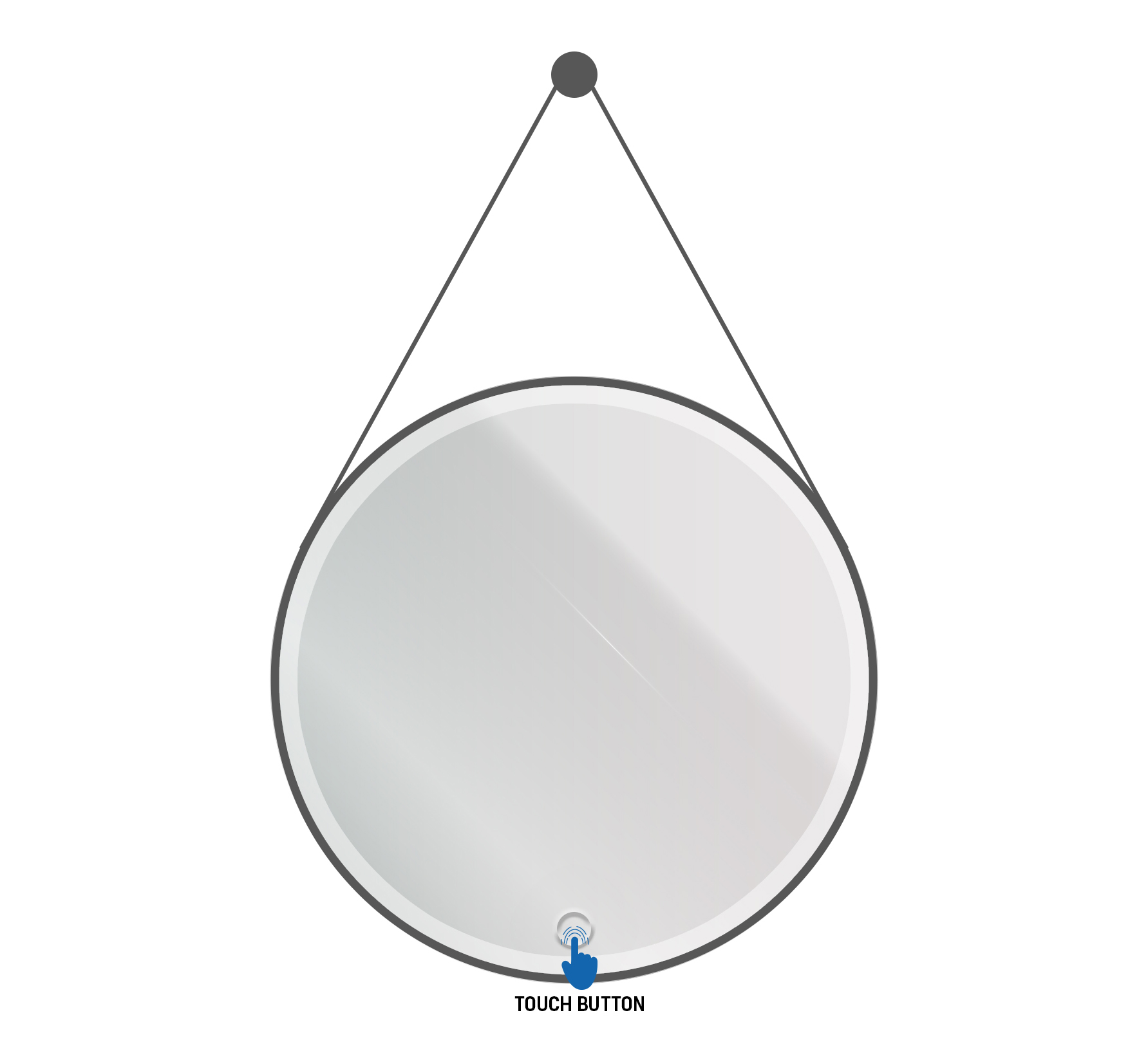 MIROIR LED ROND ALONI AVEC SANGLE (Ø60CM) NOIR MAT