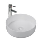 ALONI FIRA WASHBASIN – COUNTERTOP – WITHOUT OVERFLOW – WITHOUT TAP HOLE – WITH CLICK-CLACK WASTE – CERAMIC – 36X12.5X36 CM – MATT WHITE