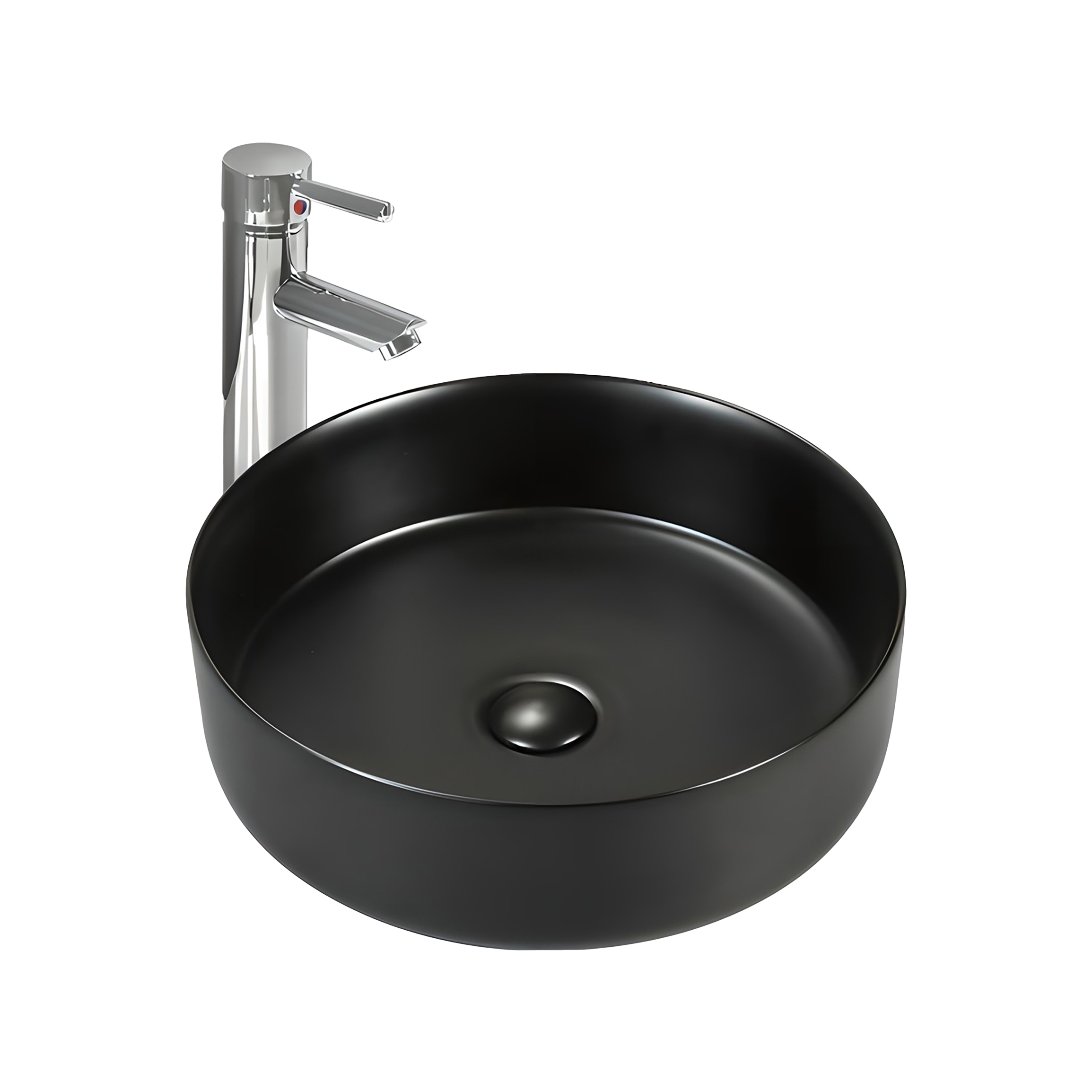 LP8006_a-8.jpg ALONI FIRA WASHBASIN – COUNTERTOP – ZONDER OVERLOOP – WITHOUT kraangat – WITH CLICK-CLACK WASTE – CERAMIC – 36X12.5X36 cm – MAT ZWART - Afbeelding 1