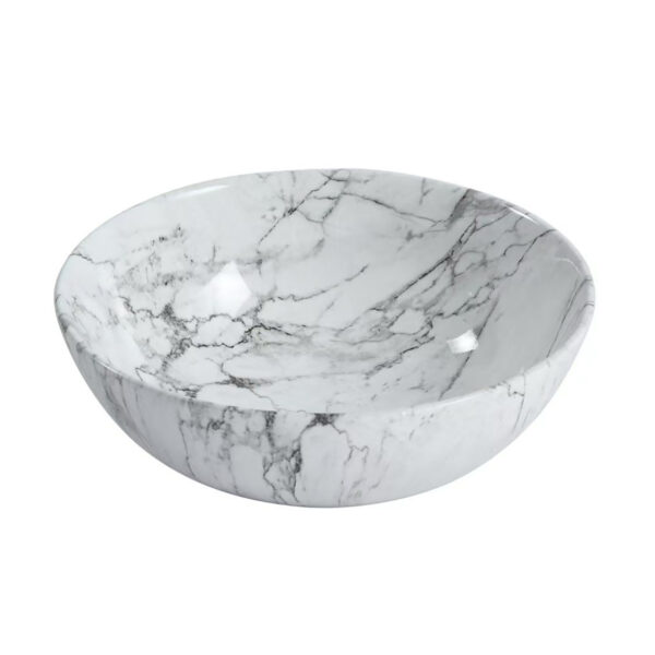 ALONI TIVRA WASHBASIN – COUNTERTOP – ZONDER OVERLOOP – WITHOUT kraangat – WITH CLICK WASTE – CERAMIC – 38X13X38 cm – WHITE MARBLE