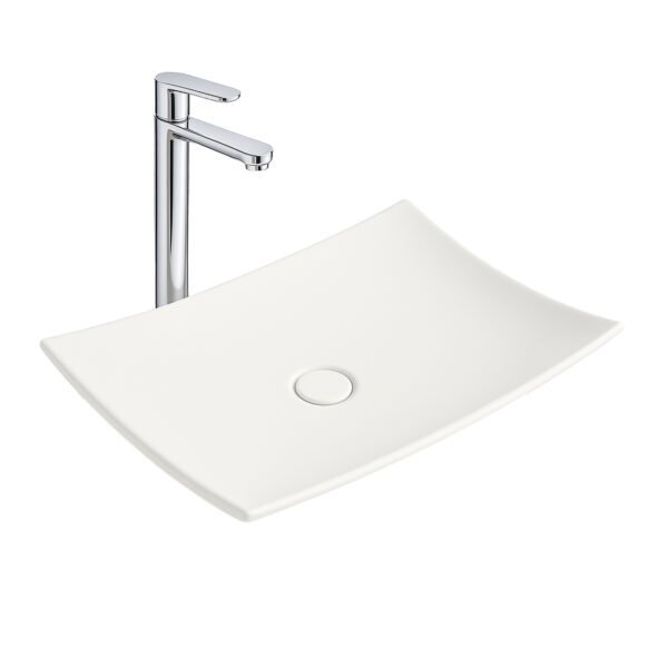 ALONI CAVON WASHBASIN – COUNTERTOP – ZONDER OVERLOOP – WITHOUT kraangat – CERAMIC – 60X12X40 cm – GLOSSY WHITE