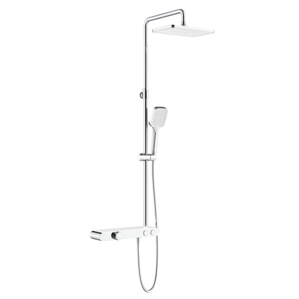 ALONI MITIGEUR DE DOUCHE THERMOSTATIQUE AVEC ETAGERE CHROME BLANC