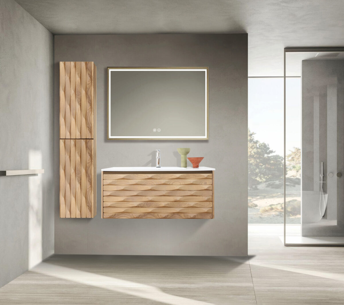 Armoire Lavabo Magnolia - 1 Tiroir - Sans Poignée - Fermeture Douce – 79x40x52 Cm - Chêne Clair – Image 10