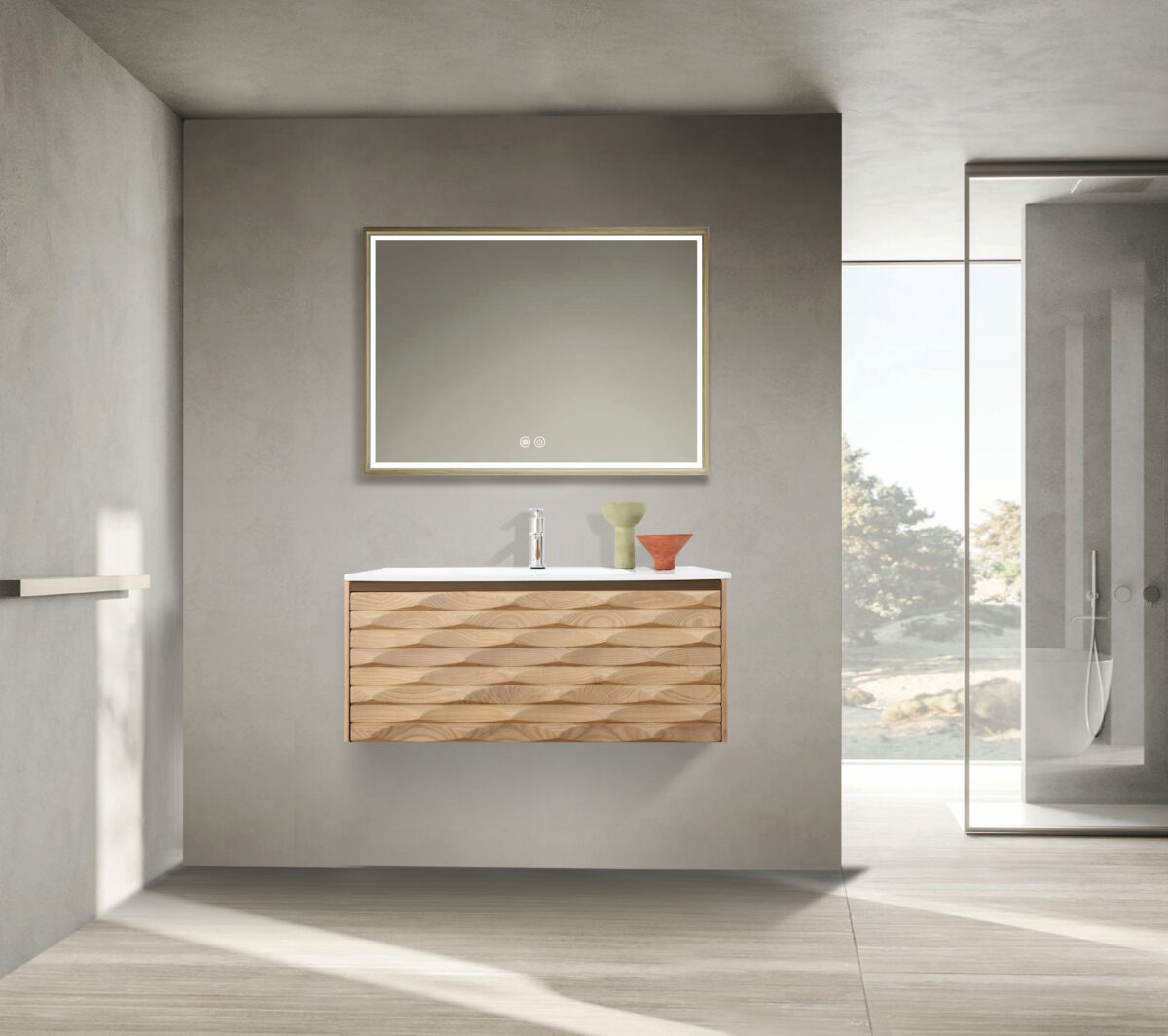 Magnolia Vanity Unit - 1 Drawer - Handleless - Soft Close – 79x40x52 Cm - Light Oak - Image 4