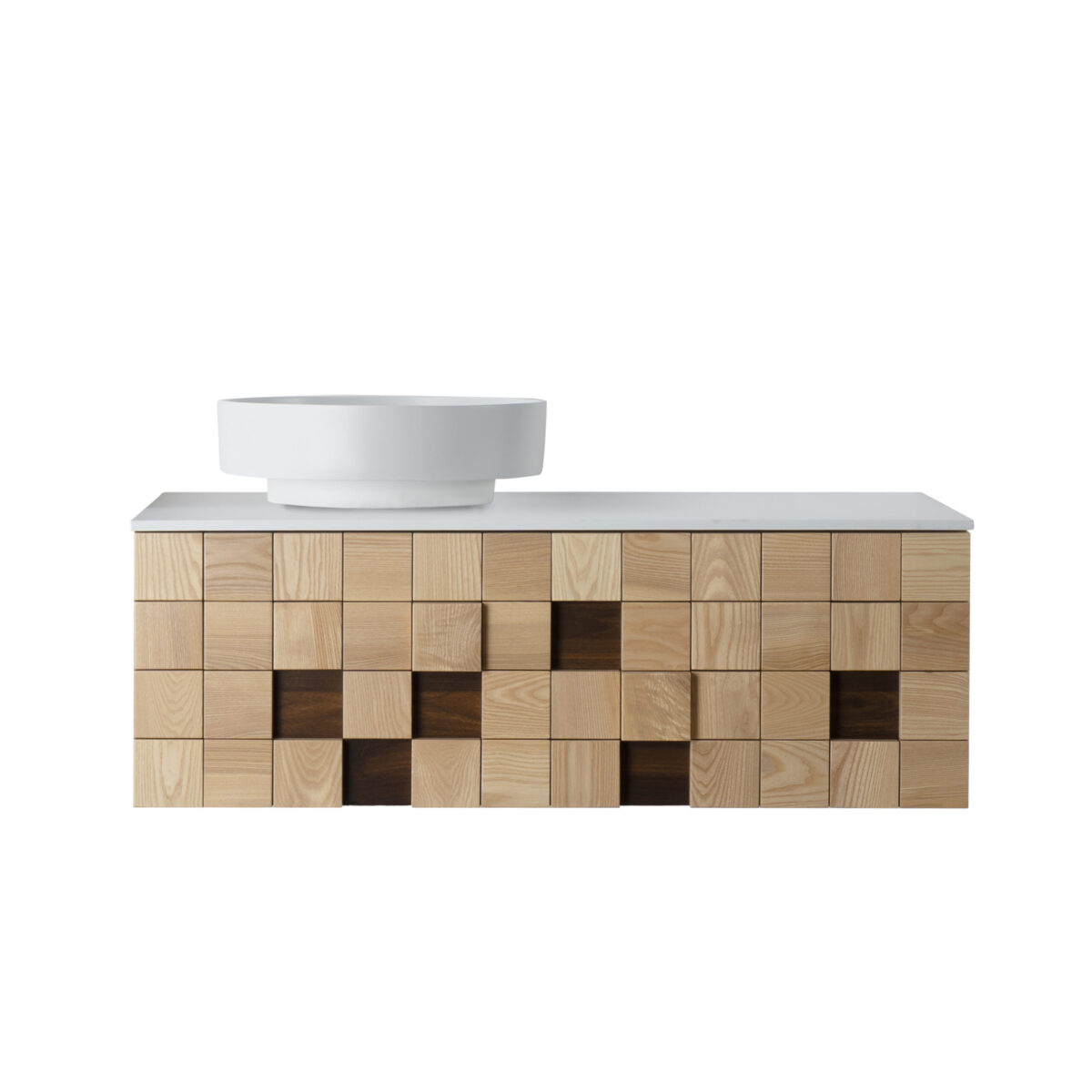 Meuble Lavabo Kamellia - 1 Tiroir - Sans Poignée - Fermeture Douce – 119x40x52 Cm - Noyer Clair – Image 30