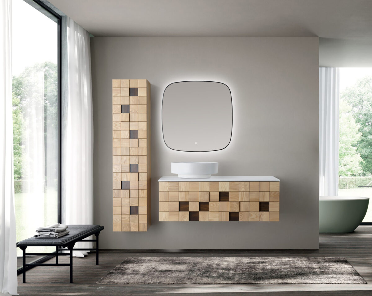 Meuble Lavabo Mimoza - 1 Tiroir - Sans Poignée - Fermeture Douce - 119x40x52 Cm - Chêne Clair – Image 5