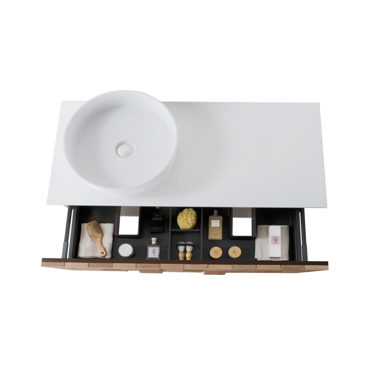 Meuble Lavabo Mimoza - 1 Tiroir - Sans Poignée - Fermeture Douce - 119x40x52 Cm - Chêne Clair – Image 12