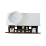 Meuble Lavabo Mimoza - 1 Tiroir - Sans Poignée - Fermeture Douce - 119x40x52 Cm - Chêne Clair – Image 3