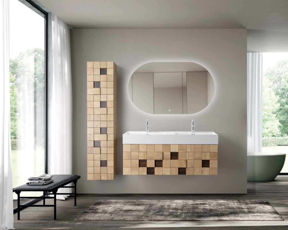 Meuble Lavabo Mimoza - 1 Tiroir - Sans Poignée - Fermeture Douce - 119x40x52 Cm - Chêne Clair – Image 13