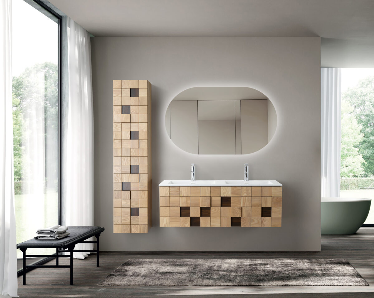 Meuble Lavabo Mimoza - 1 Tiroir - Sans Poignée - Fermeture Douce - 119x40x52 Cm - Chêne Clair – Image 6