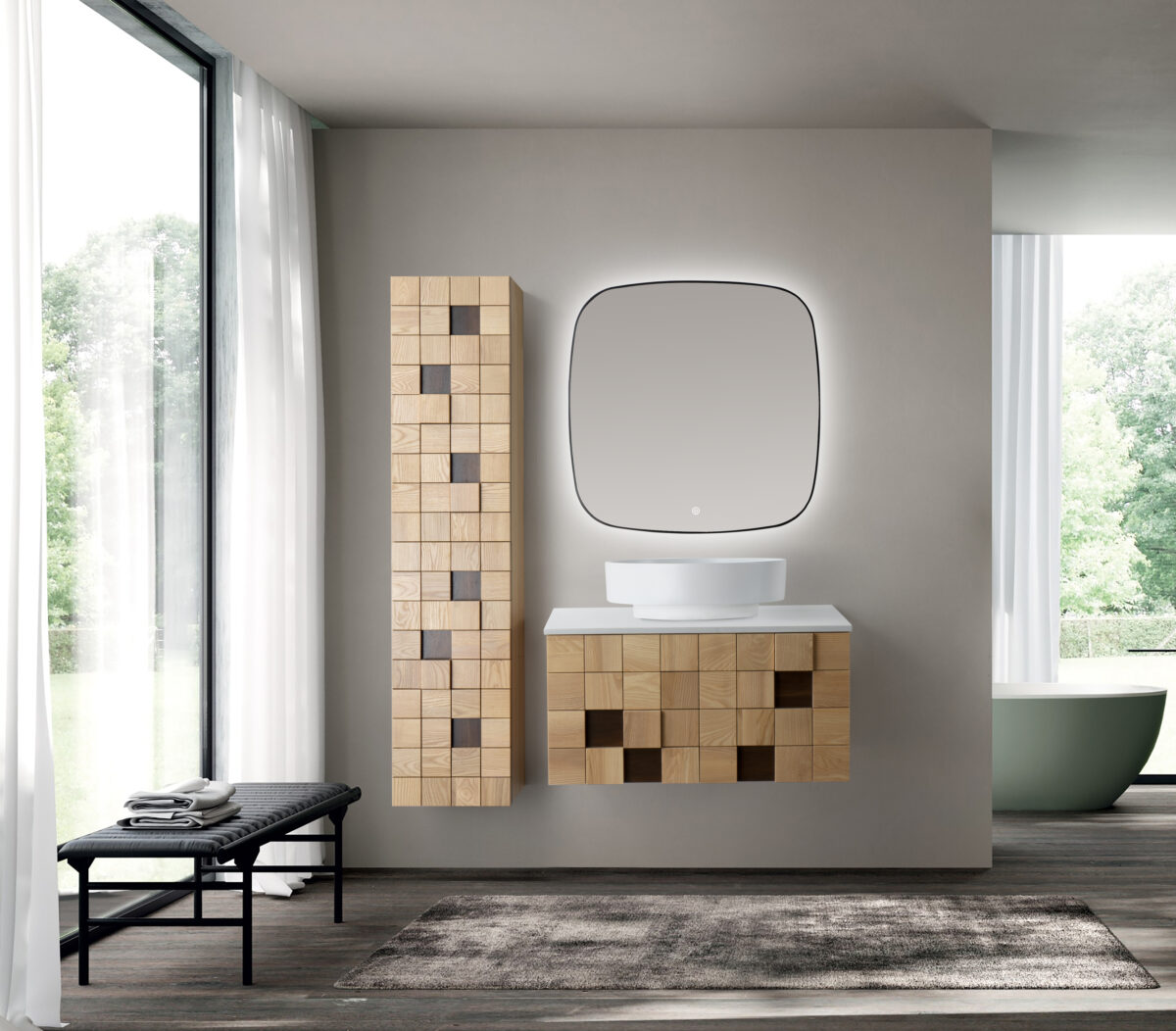 Meuble Lavabo Mimoza - 1 Tiroir - Sans Poignée - Fermeture Douce – 79x40x52 Cm - Chêne Clair – Image 7