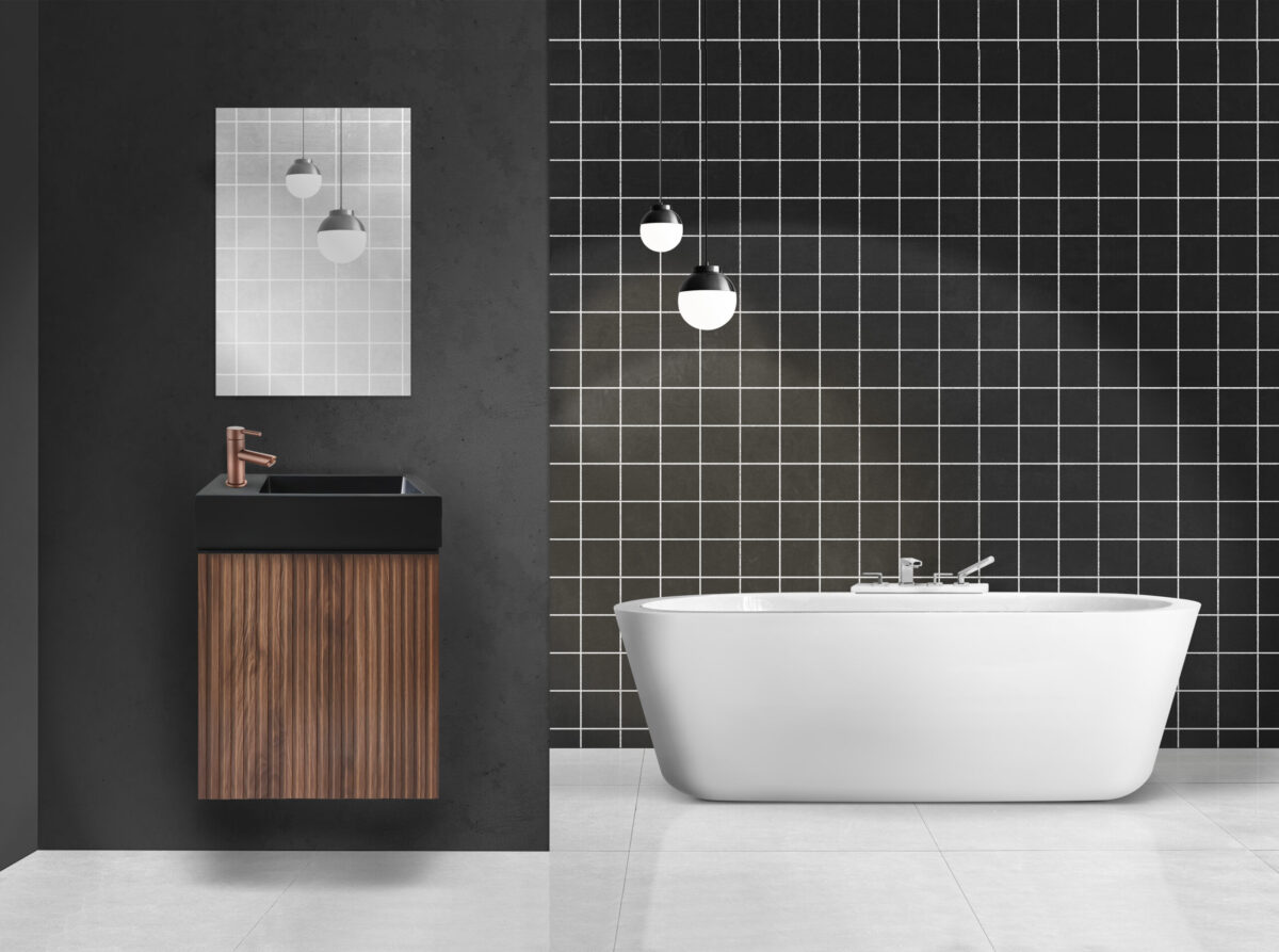 Aloni Mikaro Armoire Bas De Toilette - 1 Porte - Droite - Avec Poignée - Fermeture Douce - 40x50x22,3 Cm - Noyer – Image 4