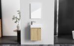 Aloni Mikaro Armoire Bas De Toilette - 1 Porte - Réversible - Sans Poignée - Fermeture Douce - 40x50x22,3 Cm - Chêne Clair – Image 16