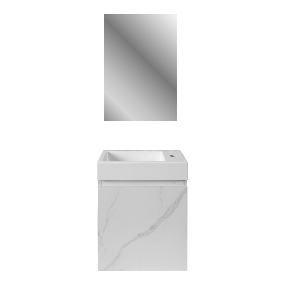 Aloni Mkado Toilet Cabinet - 1 Door - Right - Handleless - Soft Close - 40x50x22,3 Cm - White Marble - Image 2
