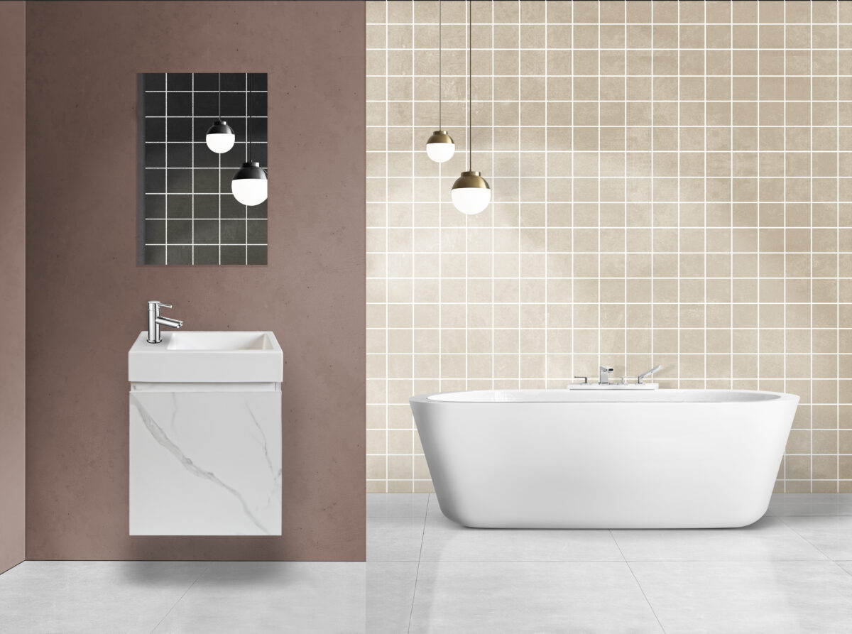 Aloni Mkado Toilet Cabinet - 1 Door - Right - Handleless - Soft Close - 40x50x22,3 Cm - White Marble - Image 4