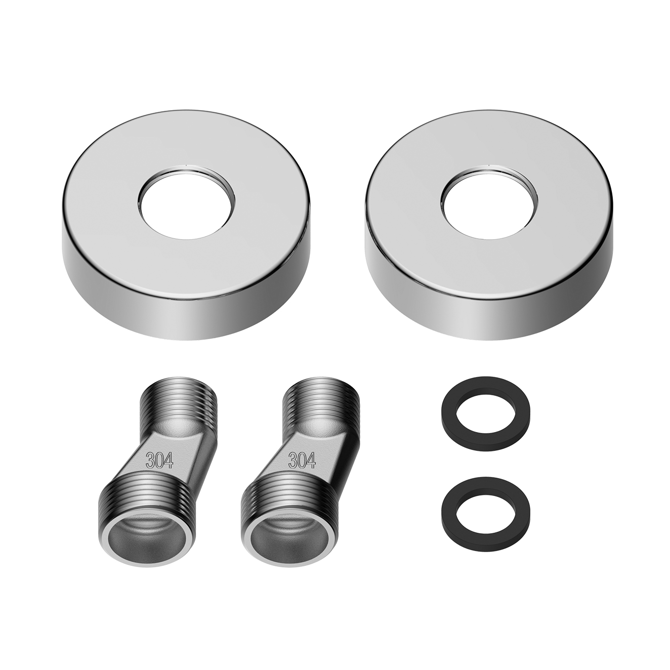 ALONI ROZET, S-KOPPELING 3/4"M X 1/2"M EN PAKKING - 2 STUKS - CHROOM