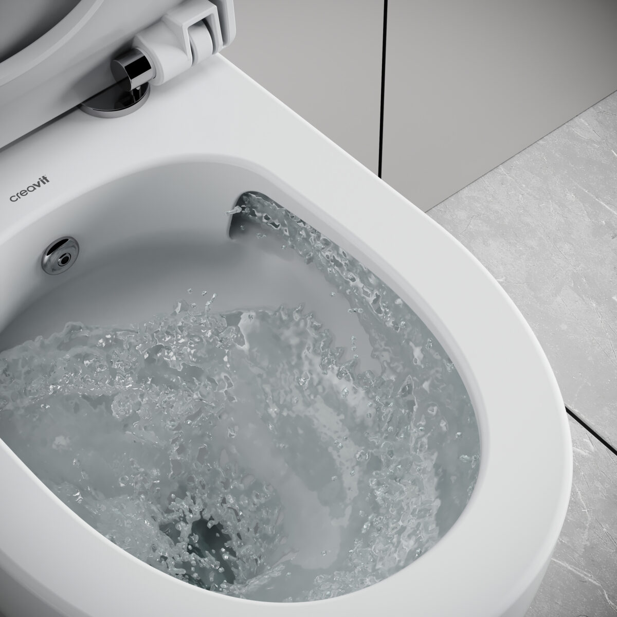 Creavit Ness Wall-Hung Toilet With Bidet - Tornado Flush - Rimless - Without Toilet Seat - Blanc Brillant – Image 2