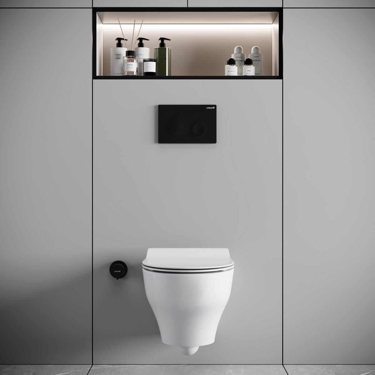 CREAVIT NESS WALL-HUNG TOILET - TORNADO FLUSH - RIMLESS - WITHOUT TOILET SEAT - GLOSSY WHITE – Image 4