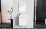 ALONI ZYRO TOILET FURNITURE SET - COMPLETE - CABINET WITH 1 DOOR - HANDLELESS - SOFT CLOSE - REVERSIBLE - MIRROR - TOILET BASIN - 40,5X22,5 CM - GLOSSY WHITE