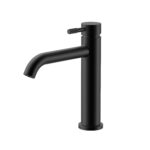 STRIA BASIN MIXER – COLD START – REFINED RIBBED HANDLE – WITHOUT WASTE – MAT ZWART (PVD)