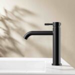 STRIA BASIN MIXER – COLD START – REFINED RIBBED HANDLE – WITHOUT WASTE – MATT BLACK (PVD) - Image 2