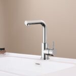 Stria Basin/Kitchen Mixer – Straight Swivel Spout – Cold Start – Refined Ribbed Handle – Without Waste – Chrome – Image 2