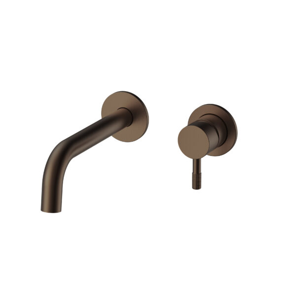STRIA FINISHE SET BASIN MIXER – COLD START – CONCEALED – REFINED RIBBED HANDLE – WITHOUT WASTE – BROWN BRONZE (PVD)