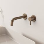 STRIA FINISHE SET BASIN MIXER – COLD START – CONCEALED – REFINED RIBBED HANDLE – WITHOUT WASTE – BROWN BRONZE (PVD) - Image 2